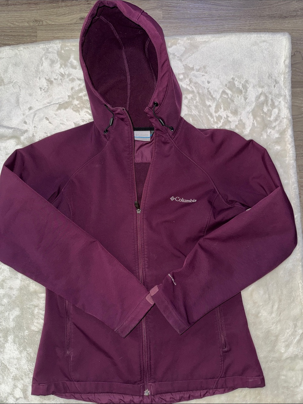 Columbia Women's Hooded Softshell Jacket - Burgundy Plum - Picture 2 of 5